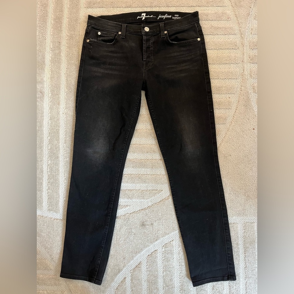 Women's 7 For All Mankind Straight Leg Button Fly Josefina Boyfriend Jeans Sz 28